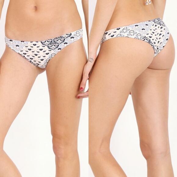 REVOLVE Eberjey M Grey Boho Floral Cheeky Low Rise Bikini Swimsuit Bottoms - Picture 2 of 10